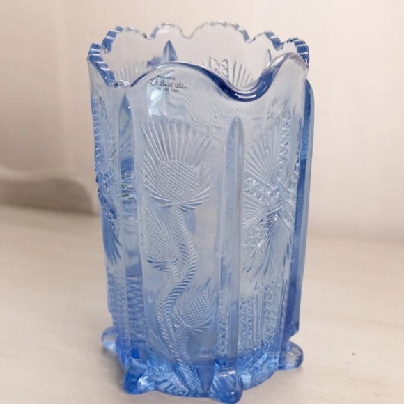 Vintage Medium LE Smith Blue Glass Thistle Pitcher - Picture 5 of 6